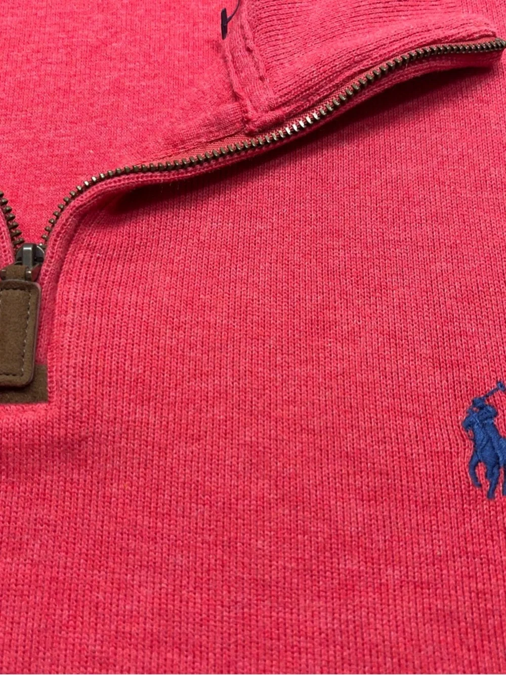 Polo Ralph Lauren 1/4 Zip Sweater Mens Size Large Red Pony Logo Cotton Designer